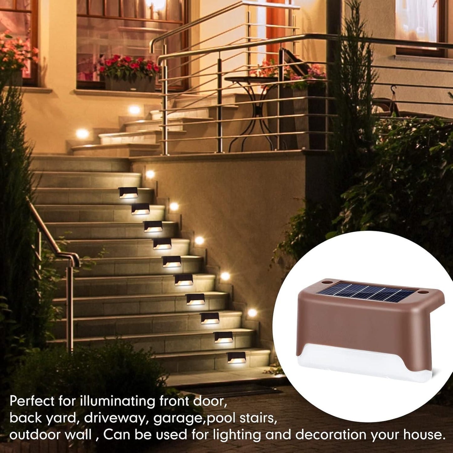 Solar Deck Lights Outdoor Waterproof LED Step and Patio Lighting for Garden